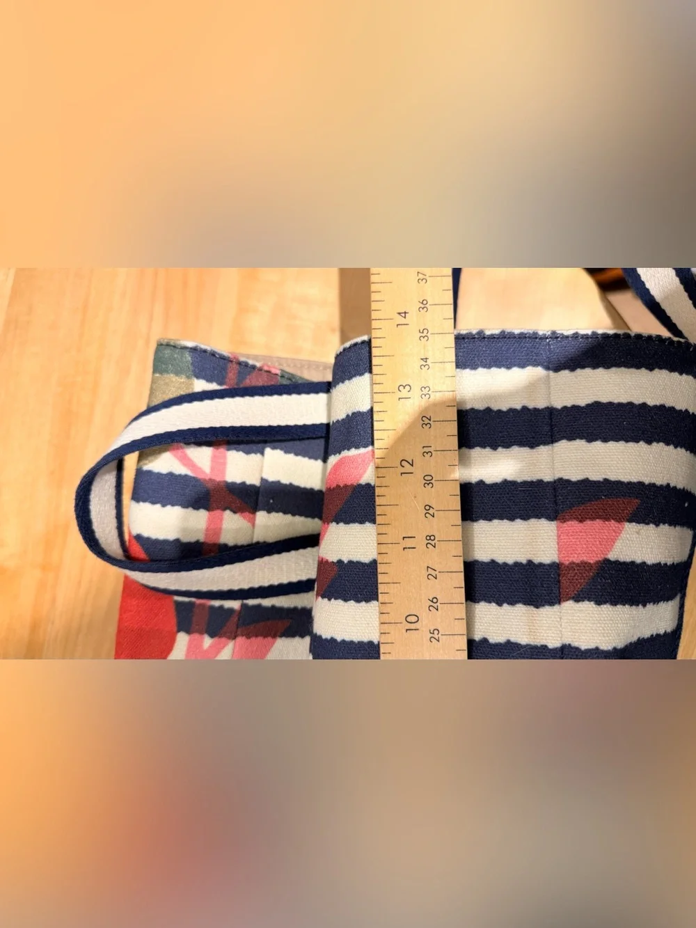 Talbots Flowers & Stripes Canvas Tote Bag striped pattern colorful floral